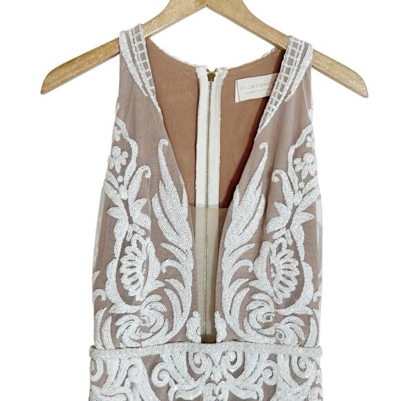 BRONX & BANCO Ester Sequin & Bead Embellished Plunge Neck Gown - Picture 5 of 11